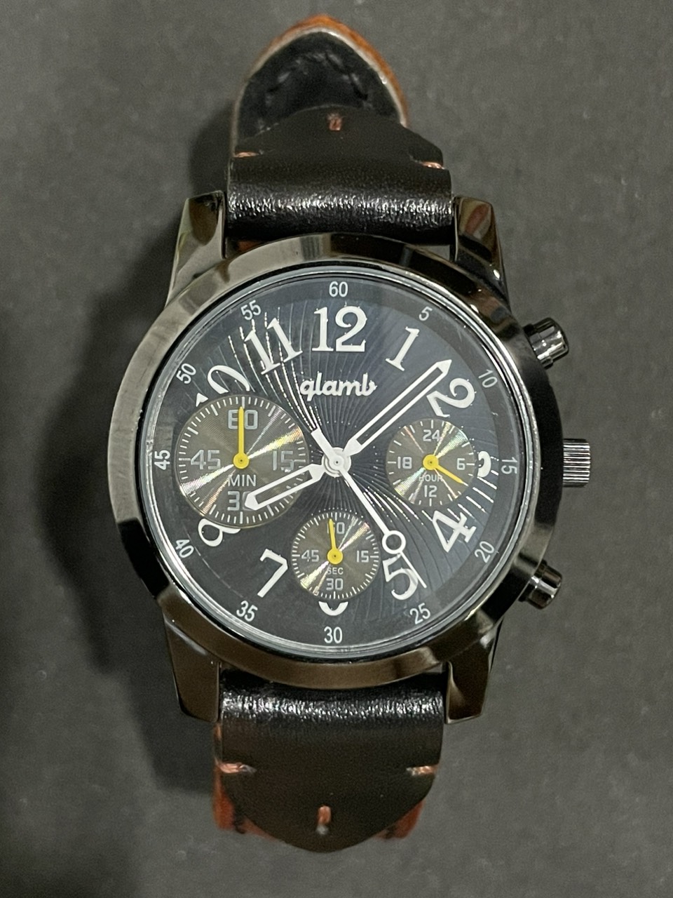 Đồng hồ Nam Chronograph QlamB Nội Địa Nhật Dây Da Handmade
